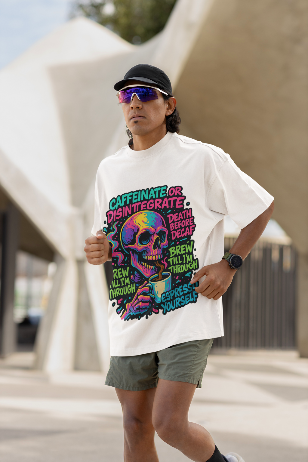 Caffeinate or Disintegrate Oversized Men's T Shirt