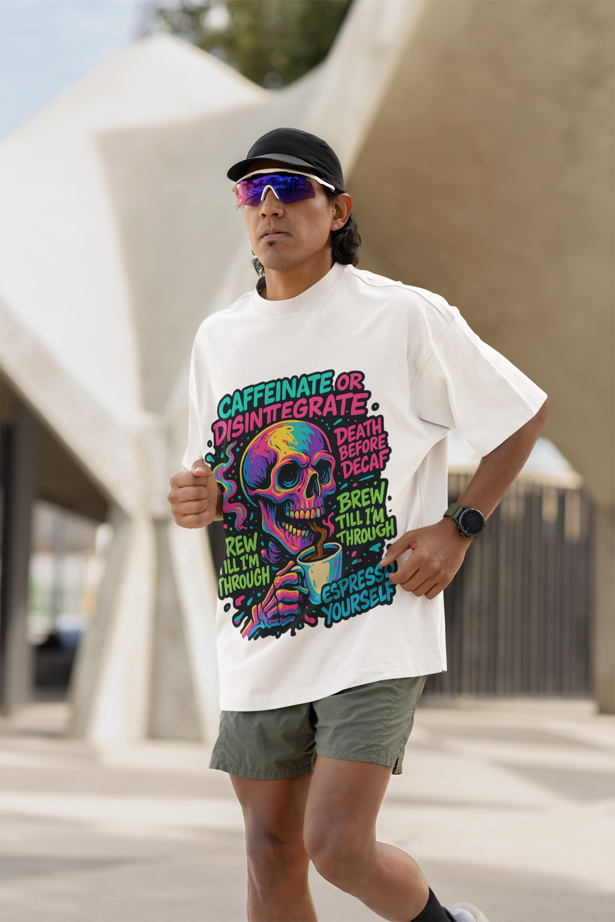 Caffeinate or Disintegrate Oversized Men's T Shirt